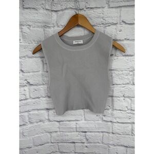 Babaton Aritzia Ribbed Tank Top Women's M Gray Minimalist Capsule Wardrobe Basic